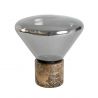 Lampa de masa din sticla fumurie si marmura portelanata maro