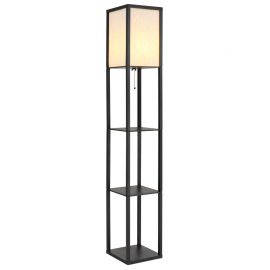 Lampadare - Lampa de podea tip raft din lemn negru TABITHA