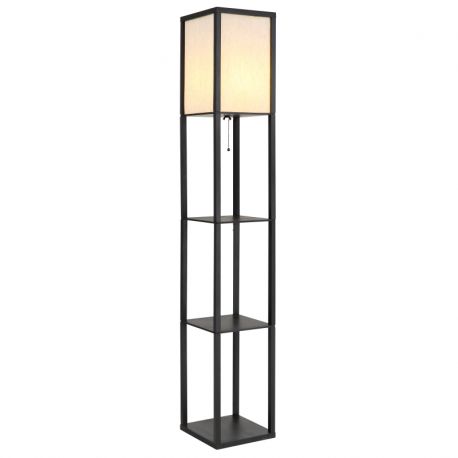 Lampadare - Lampa de podea tip raft din lemn negru TABITHA