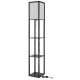 Lampadare - Lampa de podea tip raft din lemn negru TABITHA