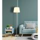Lampadare - Lampadar de podea metal nickel abajur textil alb JORIS