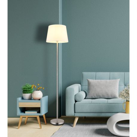 Lampadare - Lampadar de podea metal nickel abajur textil alb JORIS