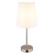 Veioze - Lampa de masa metal nickel abajur textil alb JORIS