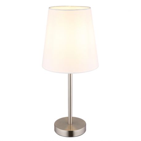 Veioze - Lampa de masa metal nickel abajur textil alb JORIS