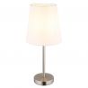 Lampa de masa metal nickel abajur textil alb JORIS