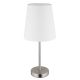 Veioze - Lampa de masa metal nickel abajur textil alb JORIS