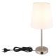 Veioze - Lampa de masa metal nickel abajur textil alb JORIS