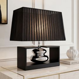 Veioza neagra cu tesatura organza GRACIA 35cm