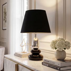 Lampa de masa decorativa STONES OF ZEN 45cm negru argintiu