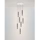 Pendule, Lustre suspendate - Lustra cu 7 Pendule tub subtire aluminiu negru si alabastru LED NOEMI