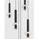 Pendule, Lustre suspendate - Lustra cu 7 Pendule tub subtire aluminiu negru si alabastru LED NOEMI