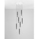 Pendule, Lustre suspendate - Lustra cu 7 Pendule tub subtire aluminiu negru si alabastru LED NOEMI