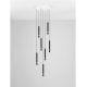 Pendule, Lustre suspendate - Lustra cu 7 Pendule tub subtire aluminiu negru si alabastru LED NOEMI