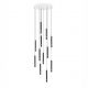 Pendule, Lustre suspendate - Lustra cu 12 Pendule tub subtire aluminiu negru si alabastru LED NOEMI