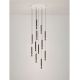 Pendule, Lustre suspendate - Lustra cu 12 Pendule tub subtire aluminiu negru si alabastru LED NOEMI