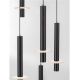 Pendule, Lustre suspendate - Lustra cu 12 Pendule tub subtire aluminiu negru si alabastru LED NOEMI