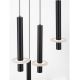 Pendule, Lustre suspendate - Lustra cu 12 Pendule tub subtire aluminiu negru si alabastru LED NOEMI