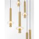 Pendule, Lustre suspendate - Lustra cu 12 Pendule tub subtire aluminiu auriu si alabastru LED NOEMI