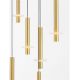 Pendule, Lustre suspendate - Lustra cu 12 Pendule tub subtire aluminiu auriu si alabastru LED NOEMI