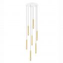 Lustra cu 7 Pendule tub subtire aluminiu auriu si alabastru LED NOEMI