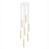 Lustra cu 7 Pendule tub subtire aluminiu auriu si alabastru LED NOEMI