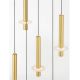 Pendule, Lustre suspendate - Lustra cu 7 Pendule tub subtire aluminiu auriu si alabastru LED NOEMI