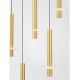 Pendule, Lustre suspendate - Lustra cu 7 Pendule tub subtire aluminiu auriu si alabastru LED NOEMI