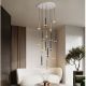 Pendule, Lustre suspendate - Lustra cu 16 Pendule tub subtire aluminiu auriu si negru LED NOEMI