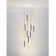 Pendule, Lustre suspendate - Lustra cu 16 Pendule tub subtire aluminiu auriu si negru LED NOEMI