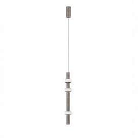 Pendul tub subtire aluminiu gri inchis si alabastru LED MARLOW