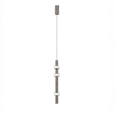 Pendule, Lustre suspendate - Pendul tub subtire aluminiu gri inchis si alabastru LED MARLOW