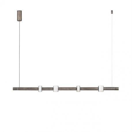 Pendule, Lustre suspendate - Lustra tub subtire aluminiu gri inchis si alabastru LED MARLOW