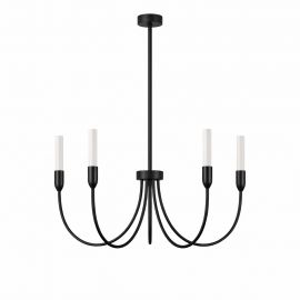 Candelabre, Lustre - Candelabru cu 5 brate AUGUSTINE negru/alb