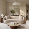 Canapea 2 locuri curbata ELEMENTAL 180cm boucle champagne beige 