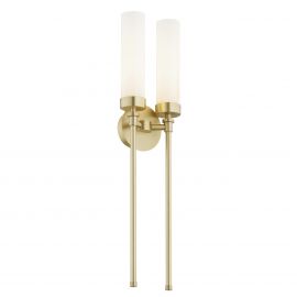 Aplice, corpuri de iluminat pentru pereti - Aplica de perete stil elegant PRESTON 2 alama/sticla opal
