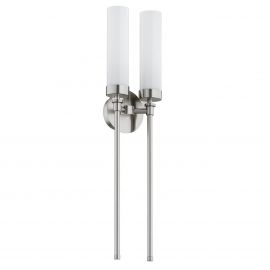 Aplice, corpuri de iluminat pentru pereti - Aplica de perete stil elegant PRESTON 2 nickel/sticla opal