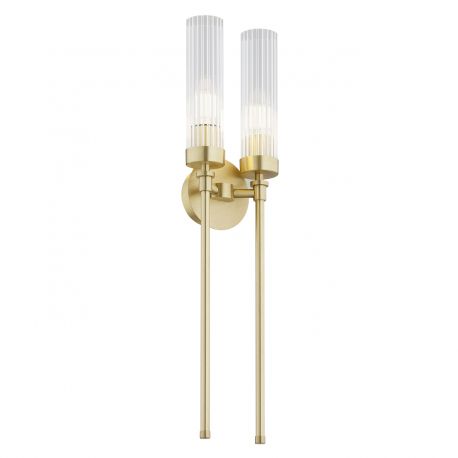 Aplice, corpuri de iluminat pentru pereti - Aplica de perete stil elegant PRESTON 2 alama/sticla clara