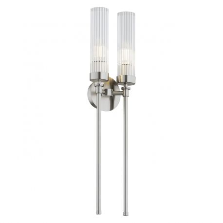 Aplice, corpuri de iluminat pentru pereti - Aplica de perete stil elegant PRESTON 2 nickel/sticla clara