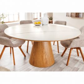 Masa rotunda, Ceramica Alba, Furnir Stejar, UNIQUE 120cm A-45143 VC