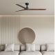 Lustre cu ventilator - Ventilator smart sistem TUYA si telecomanda KLIM L 150cm, negru/ nuc