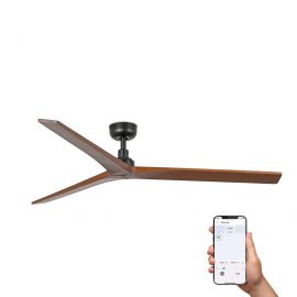 Lustre cu ventilator - Ventilator smart sistem TUYA si telecomanda KLIM L 150cm, negru/ nuc