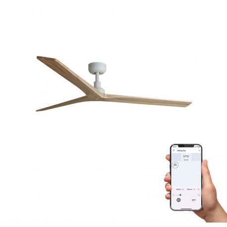 Lustre cu ventilator - Ventilator smart sistem TUYA si telecomanda KLIM L 150cm, alb/ pin