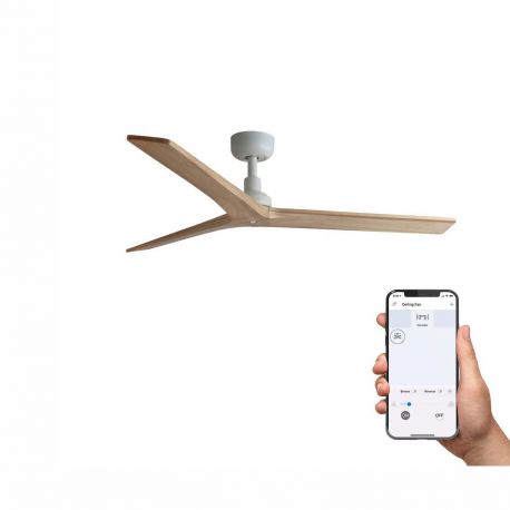 Lustre cu ventilator - Ventilator smart sistem TUYA si telecomanda KLIM M 125cm, alb/ pin