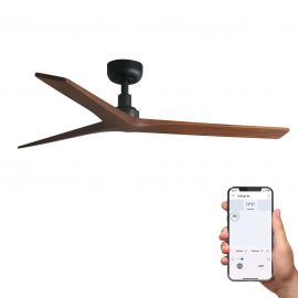 Lustre cu ventilator - Ventilator smart sistem TUYA si telecomanda KLIM M 125cm, negru/ nuc