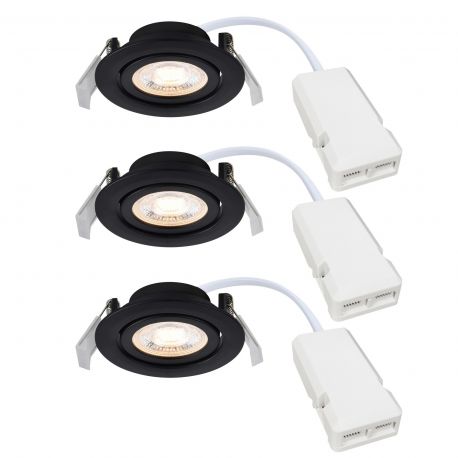 Spoturi tavan fals - Set de 3 spoturi LED incastrabile directionabile Monolo negru