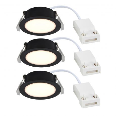 Spoturi tavan fals - Set de 3 spoturi incastrabile baie IP65 LED Olea negru