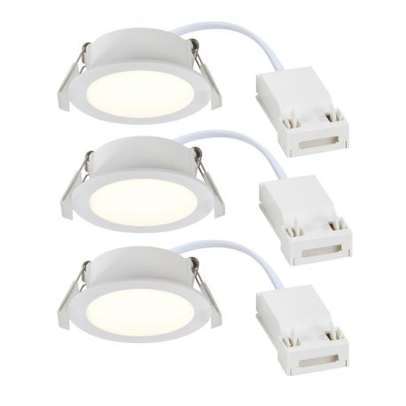 Spoturi tavan fals - Set de 3 spoturi incastrabile baie IP65 LED Olea alb
