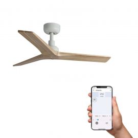 Lustre cu ventilator - Ventilator smart sistem TUYA si telecomanda KLIM S 92,5cm, alb/ pin