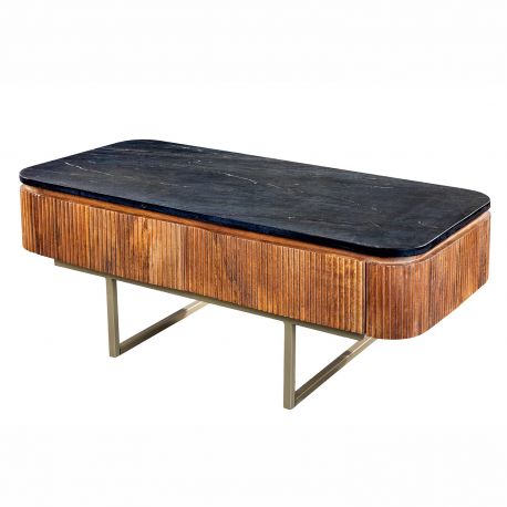 Masute Living - Masuta design retro Gatsby 110cm Mango/ marmura neagra