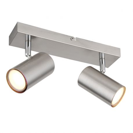 Plafoniere cu spoturi, Spoturi aplicate - Aplica de perete / tavan cu 2 spoturi directionabile design modern ROBBY nickel mat